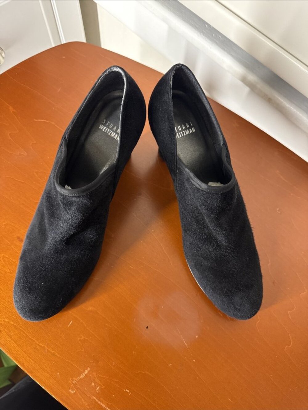Stuart Weitzman Z11120* Slip On Black Suede Booties Women's Size 8